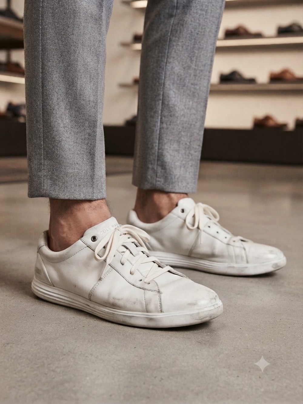 Cole Haan Cream Leather Low-Top Sneakers